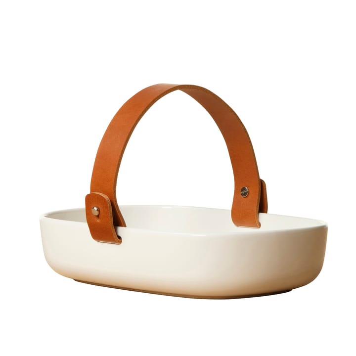 Koppa serving bowl with leather strap - white - Marimekko