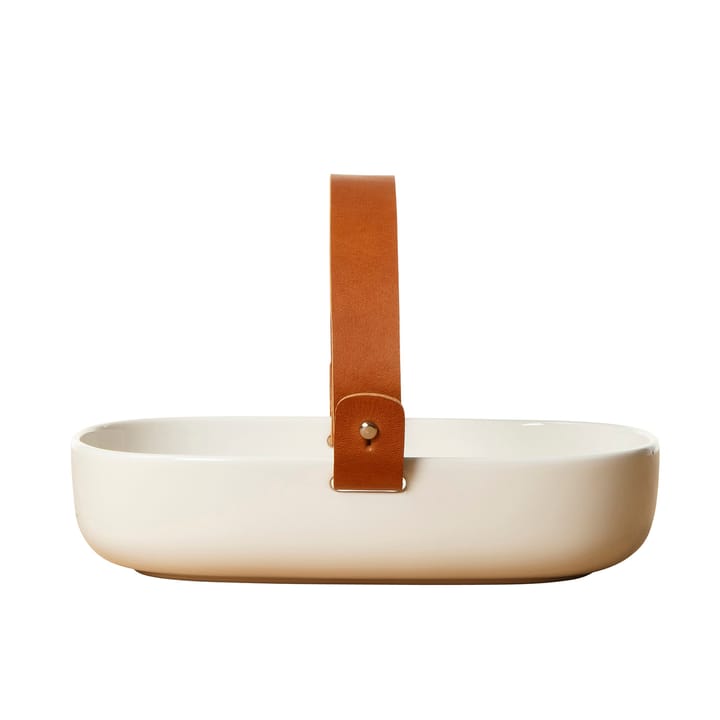 Koppa serving bowl with leather strap - white - Marimekko