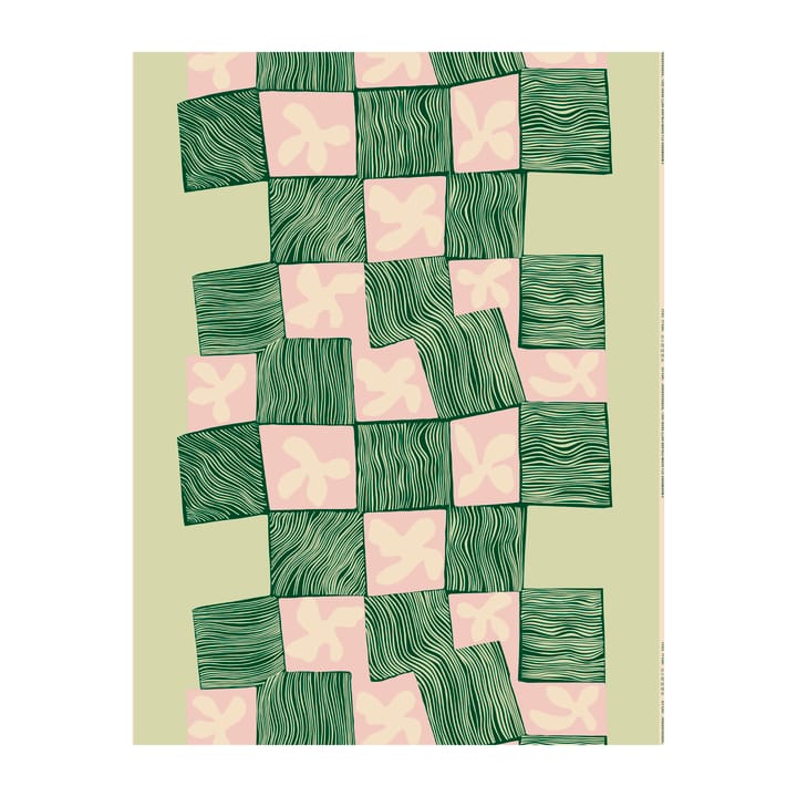 Korkeuksissa cotton fabric - Green-pink - Marimekko