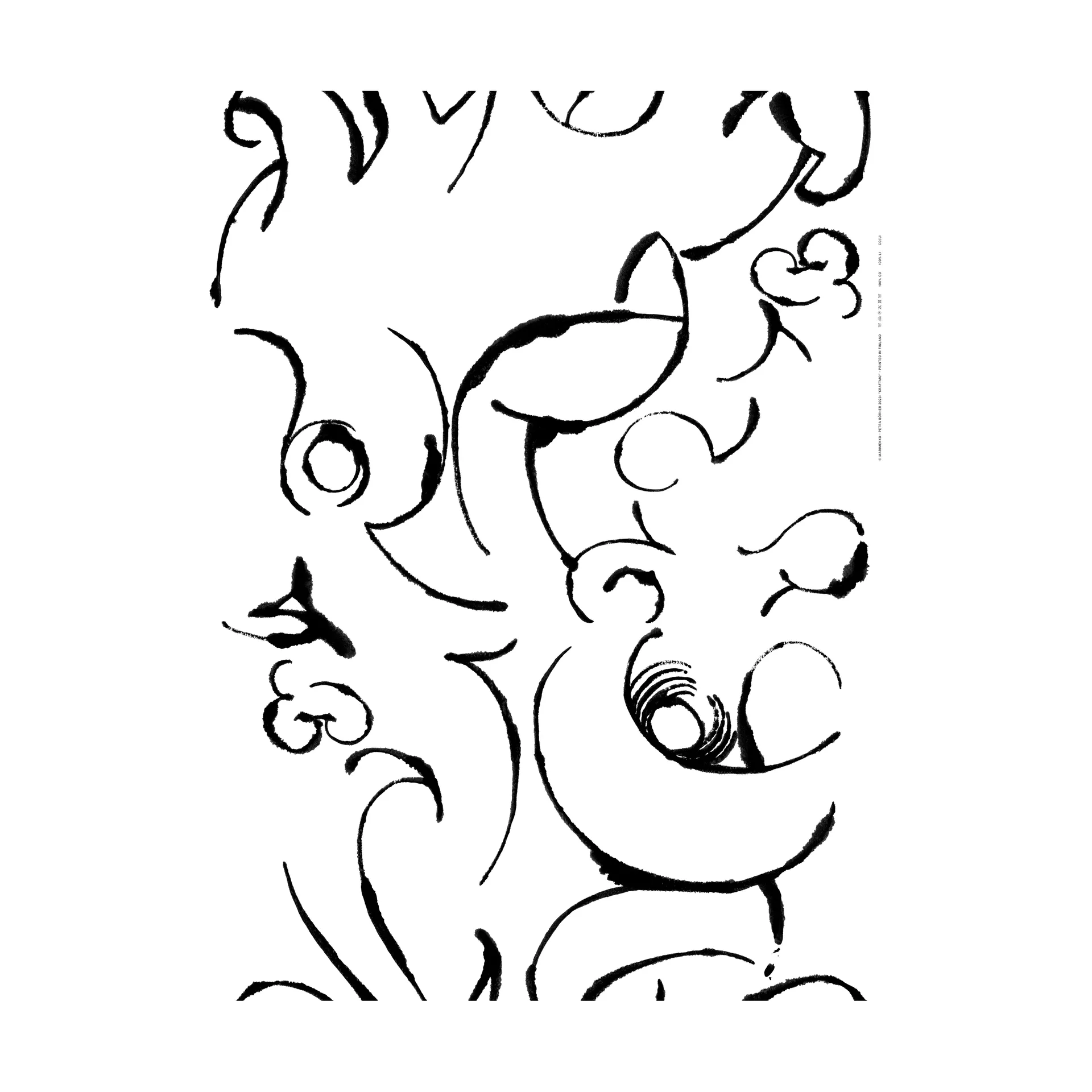 Kraftmo fabric, Black-white Marimekko