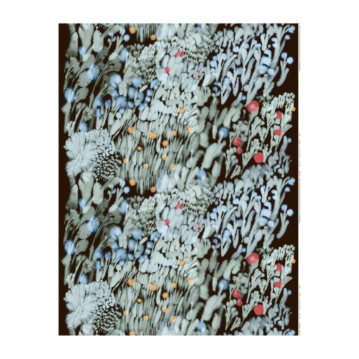 Kuisma fabric, Dark brown-red-blue Marimekko