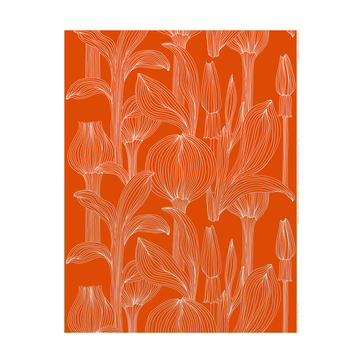 Marimekko Kukat Puhkeavat fabric cotton satin Tomato red-white