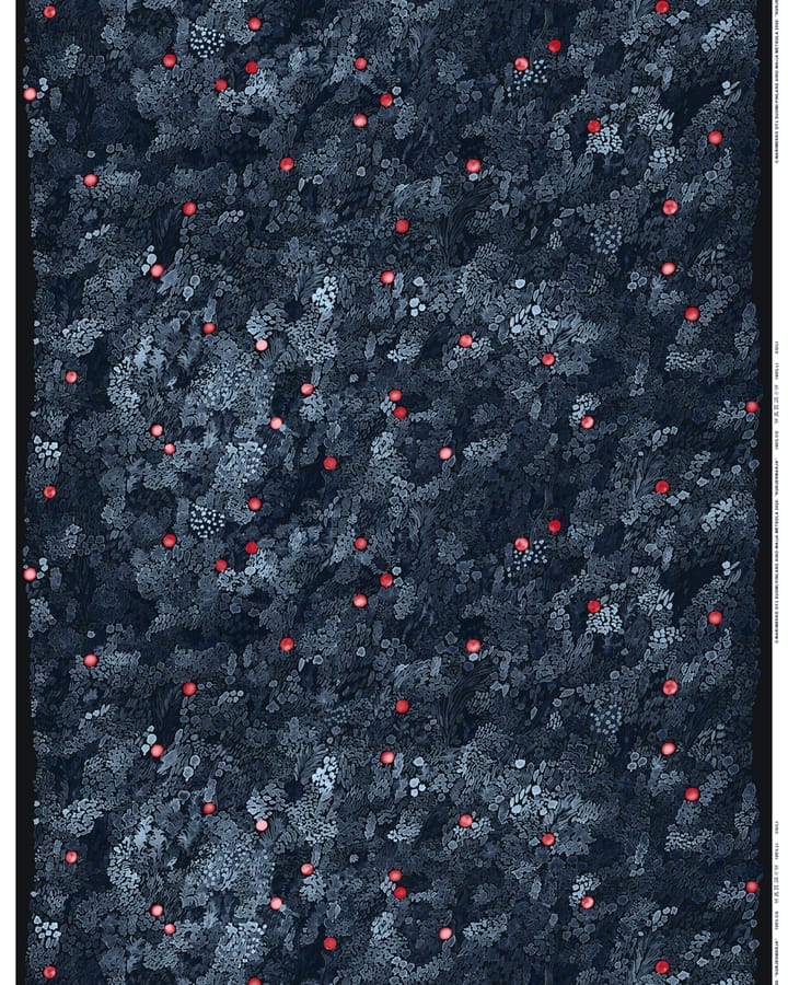 Kurjenmarja fabric - Black-blue-red - Marimekko