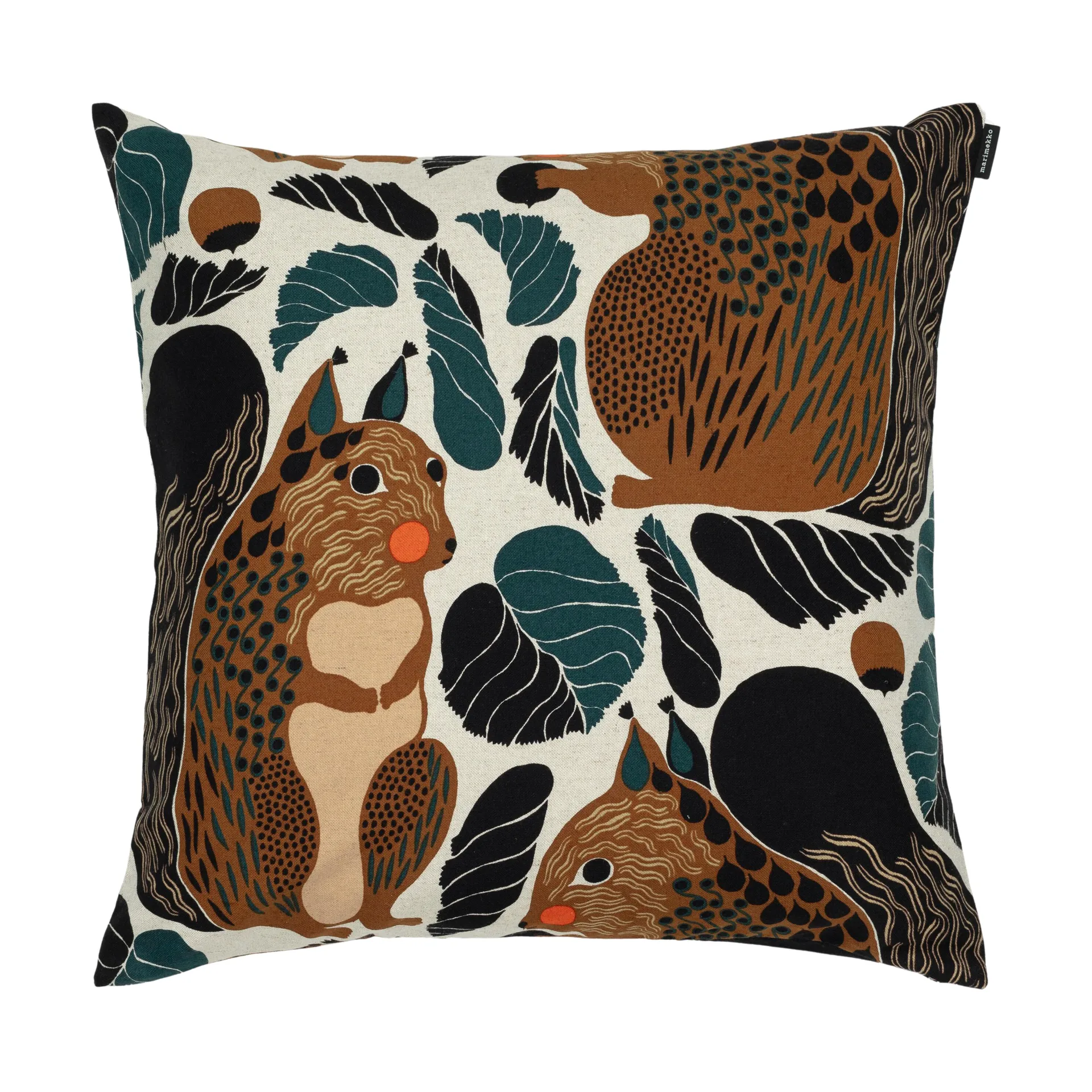 Kurre cushion cover 50x50 cm, Linen-brown-black-red Marimekko