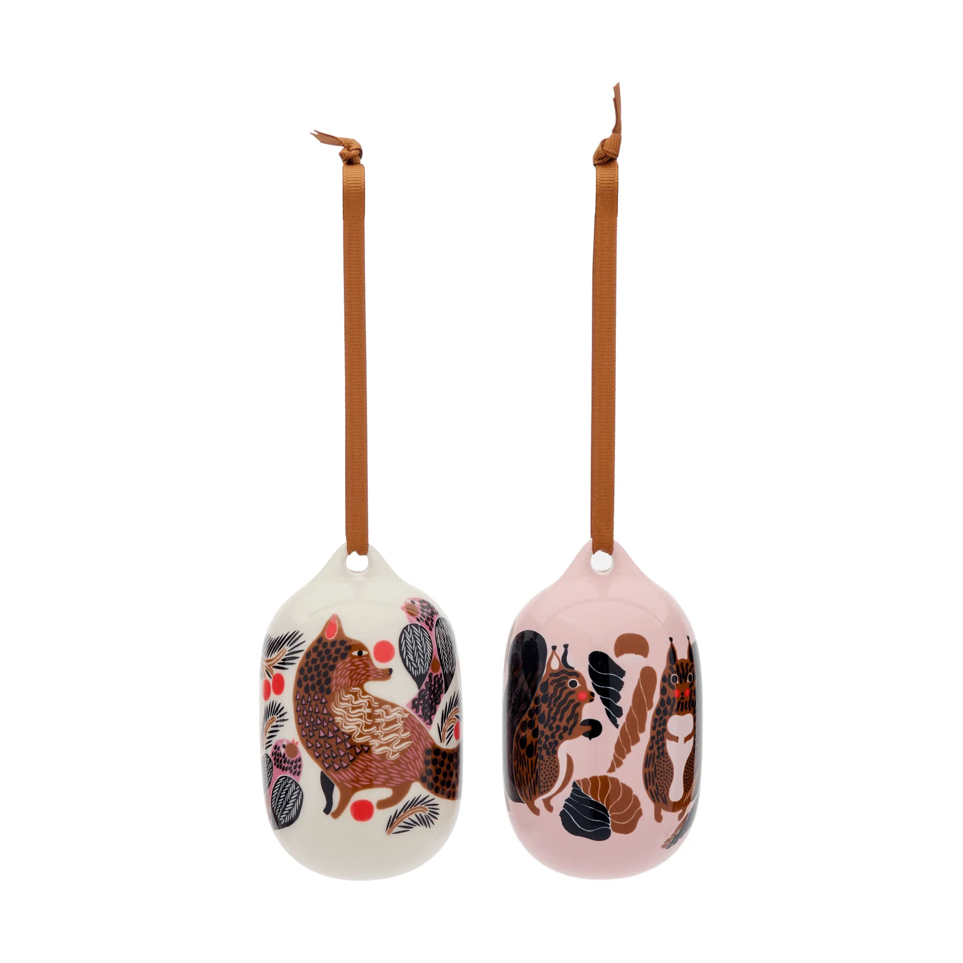 Kurre Ketunmarja hanging decoration, Pink-white-multicolour, 2-piece set Marimekko