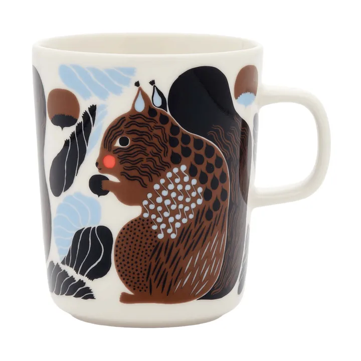 Kurre mug 25 cl - White-brown-black-light blue - Marimekko