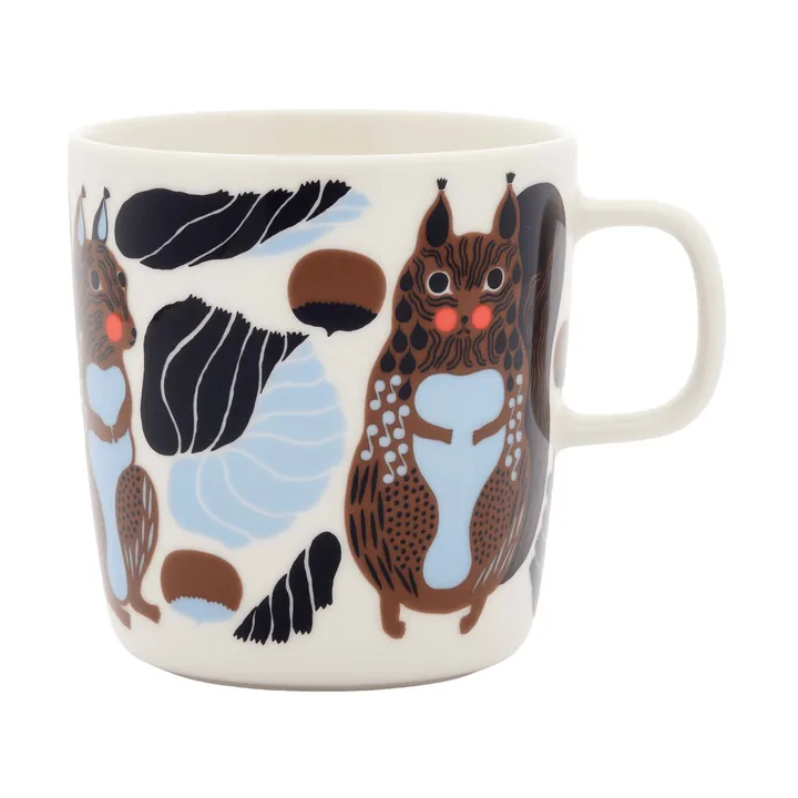 Kurre mug 40 cl - White-brown-black-light blue - Marimekko