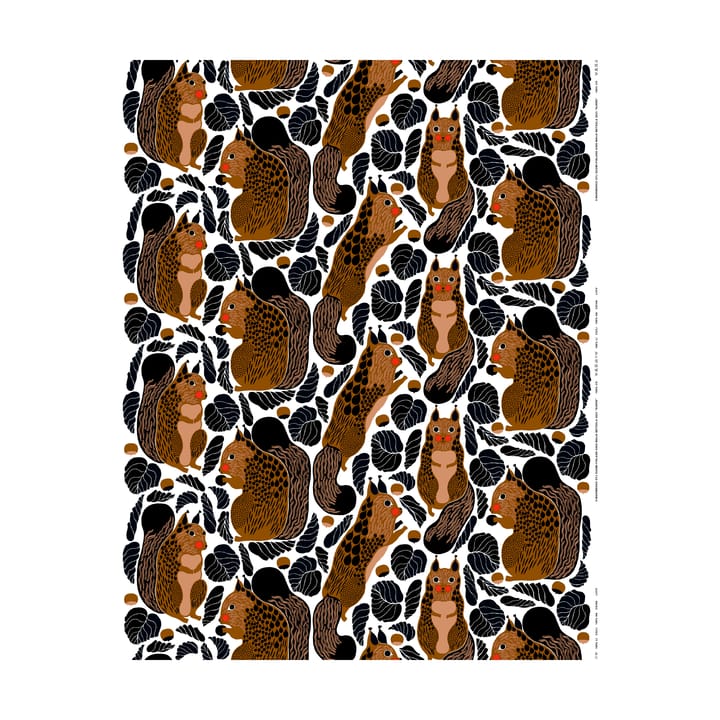 Kurre oilcloth, White-brown-black-red Marimekko