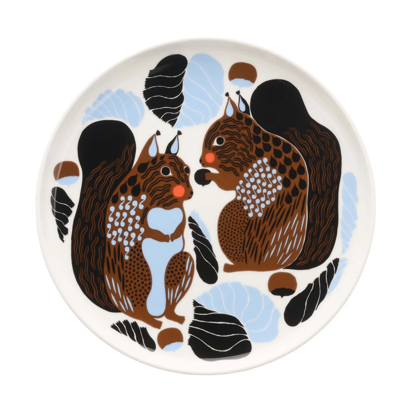 Kurre plate, White-brown-black-light blue Marimekko