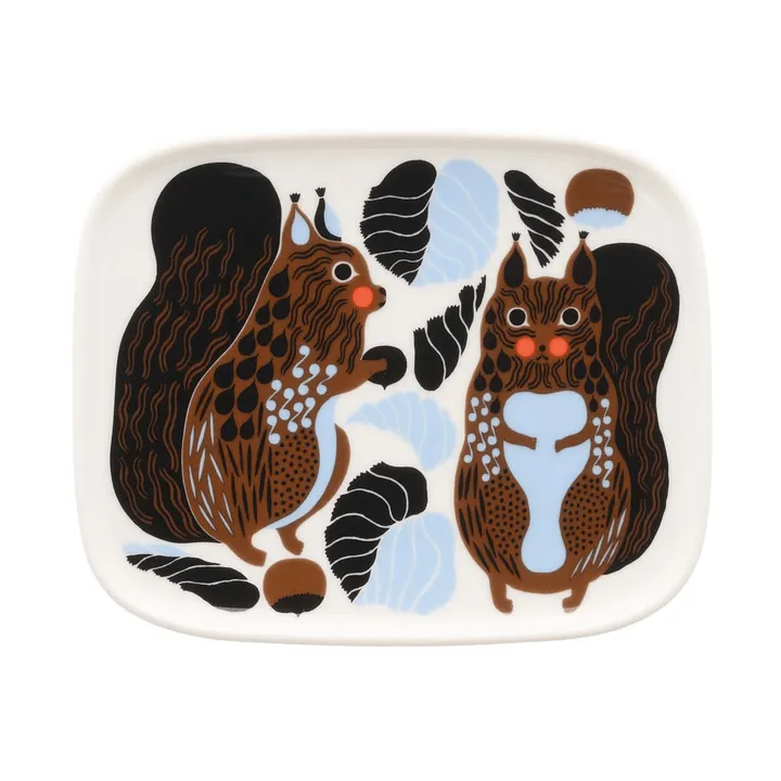 Kurre plate - White-brown-black-light blue - Marimekko