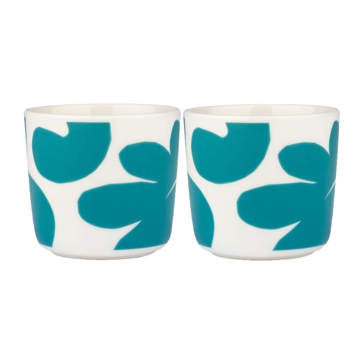 Leikko coffee cup without handle 20 cl 2-pack - White-turquoise - Marimekko