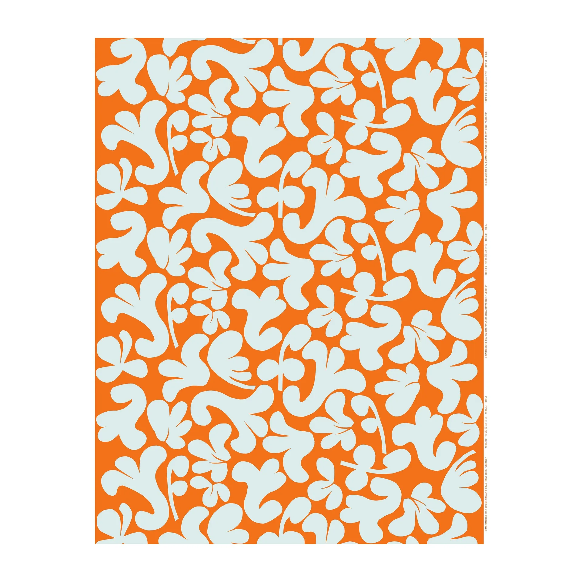 Leikko fabric, Orange-light blue Marimekko