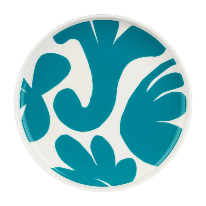 Leikko plate Ø20 cm - White-turquoise - Marimekko