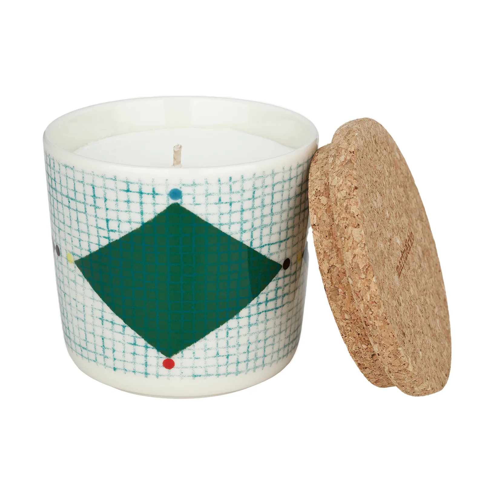 Losagne scented candle Ø7,5 cm, White-green-petrol blue-red Marimekko