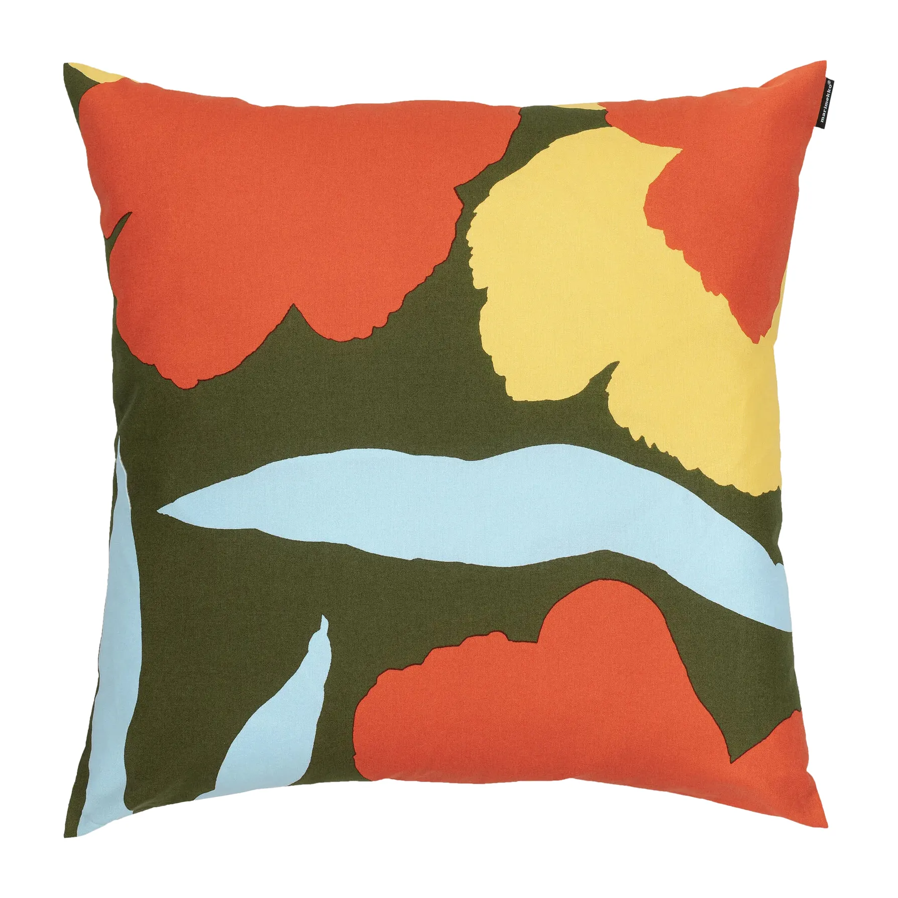 Malvikki pillowcase 45x45 cm, Dark green-orange-yellow Marimekko