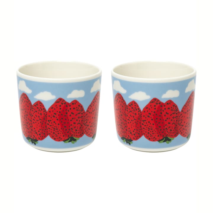 Mansikkavuoret coffee cup 20 cl 2-pack - light blue-red - Marimekko