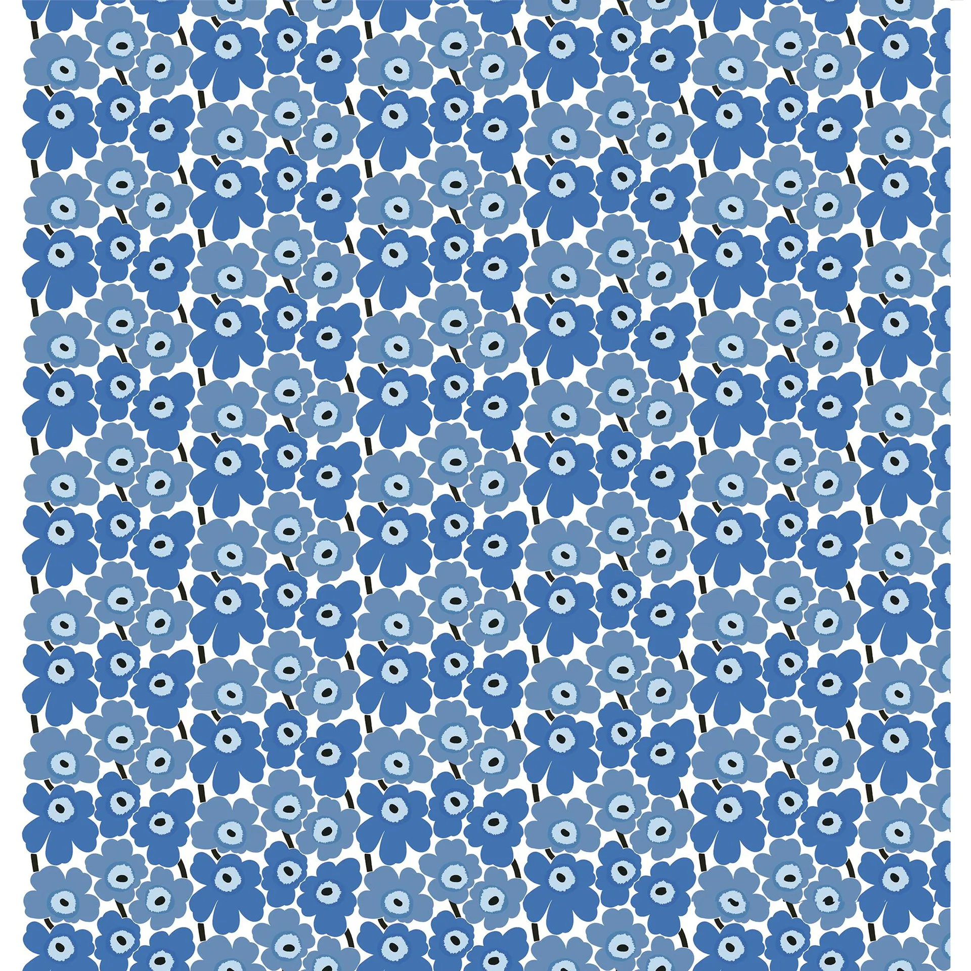 Mini Unikko fabric, Blue-white Marimekko