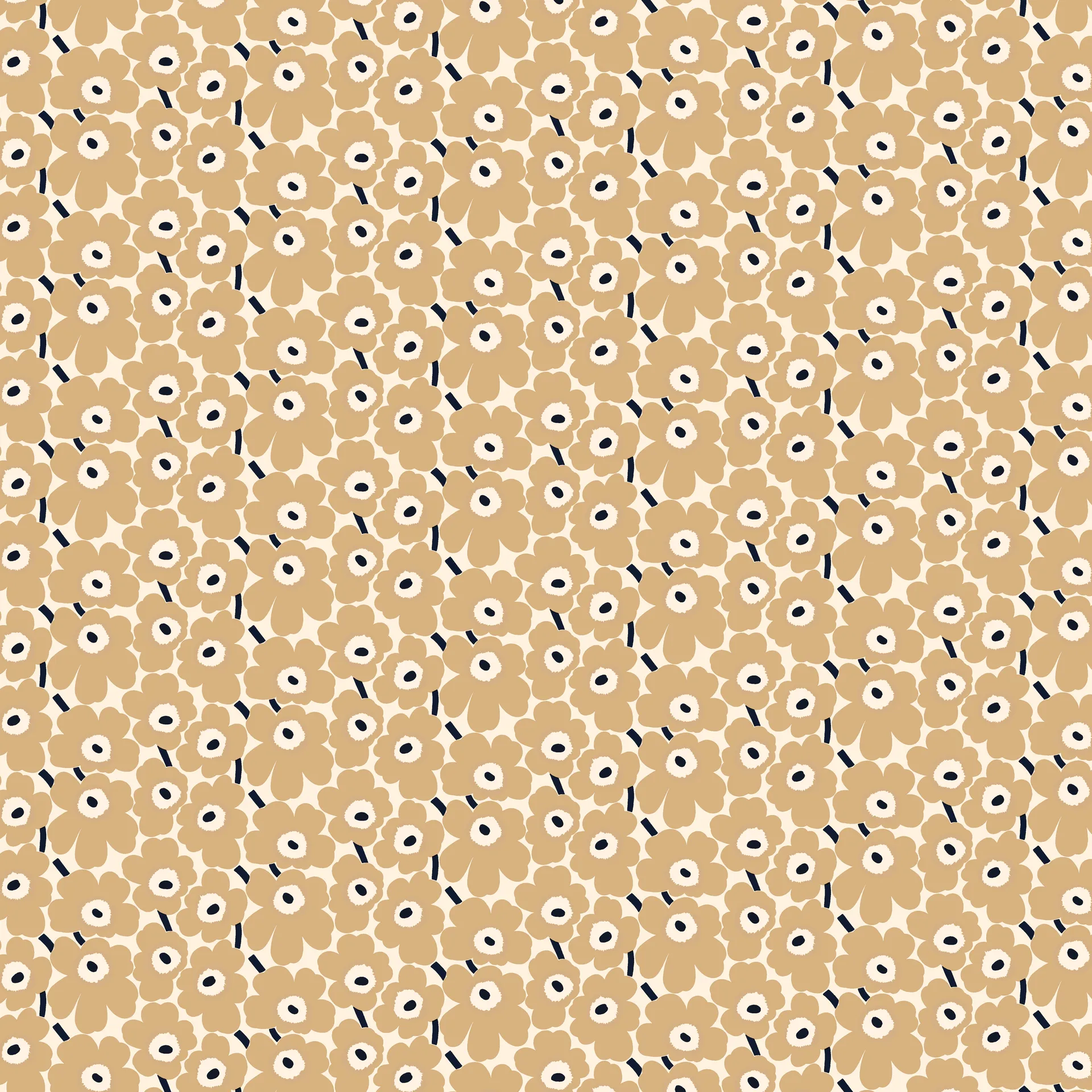 Mini Unikko fabric, Natural white-beige-blue Marimekko