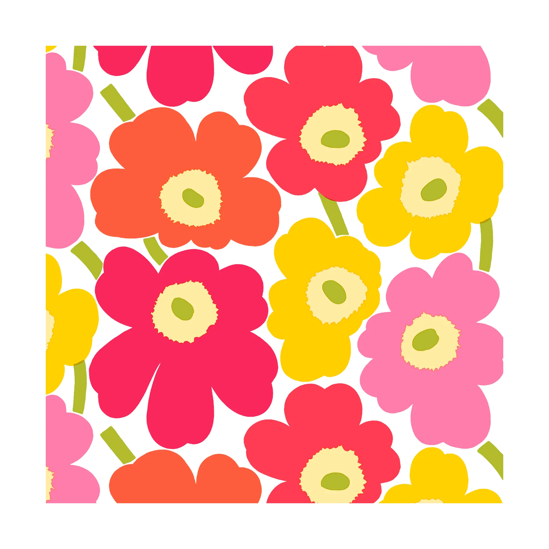 Mini Unikko napkins 20-pack, Pink-yellow Marimekko
