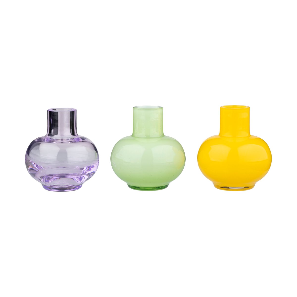 Marimekko Mini vase 3 pieces Pale green-lemon-amethyst
