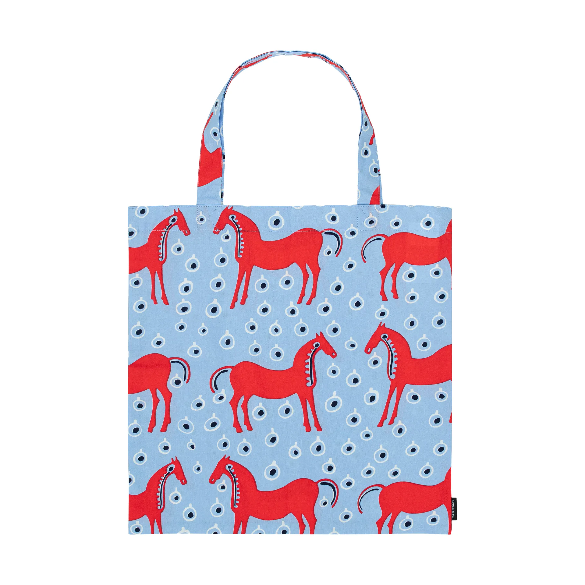 Musta Tamma bag 44x43 cm, Light blue-red-black Marimekko