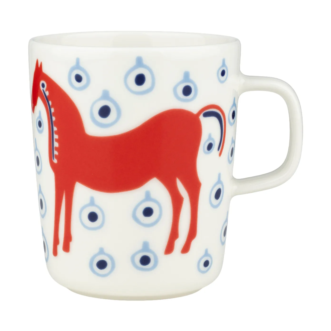 Musta Tamma mug 25 cl, Off white-orange red-light blue Marimekko