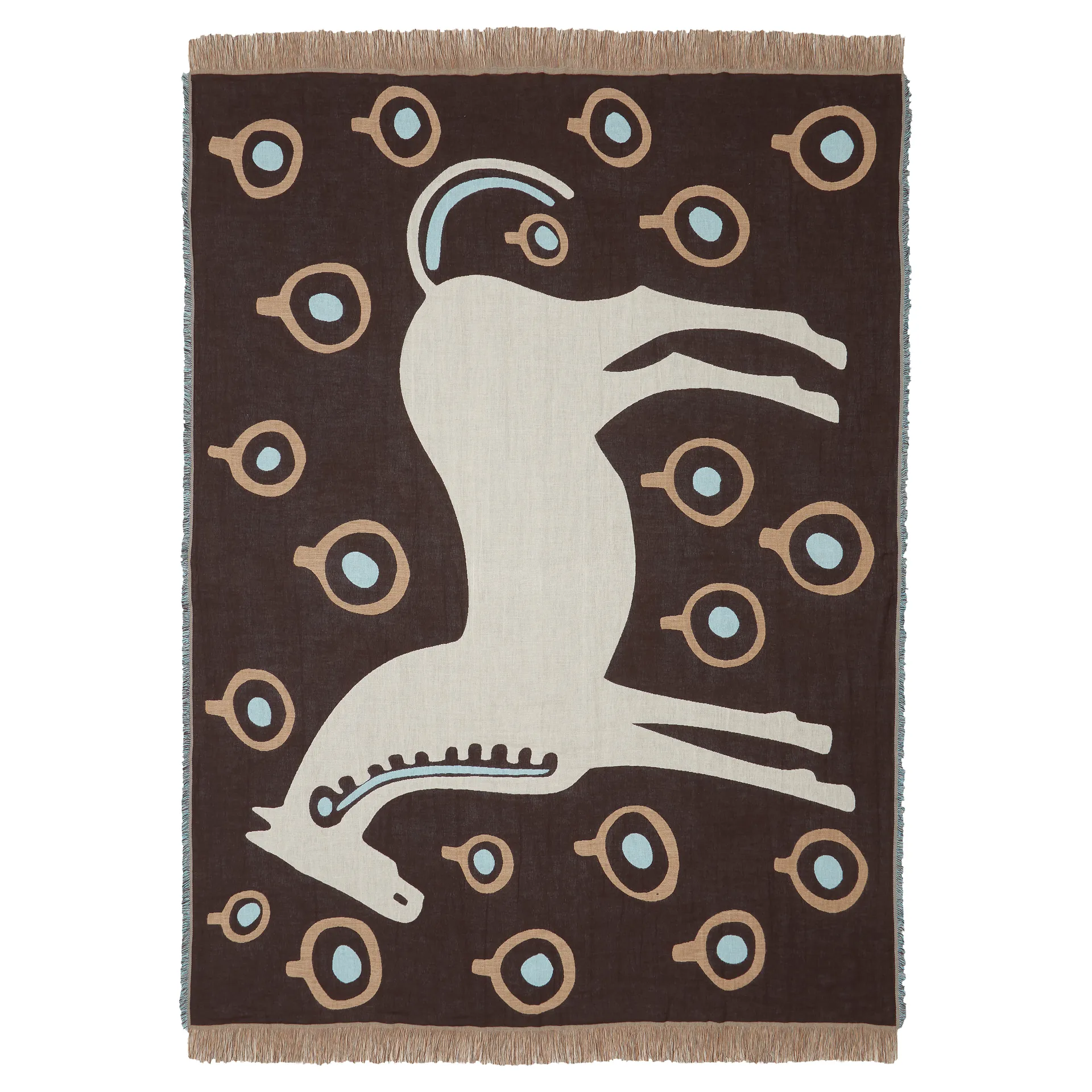 Musta Tamma throw 130x180 cm, Brown-white-blue Marimekko