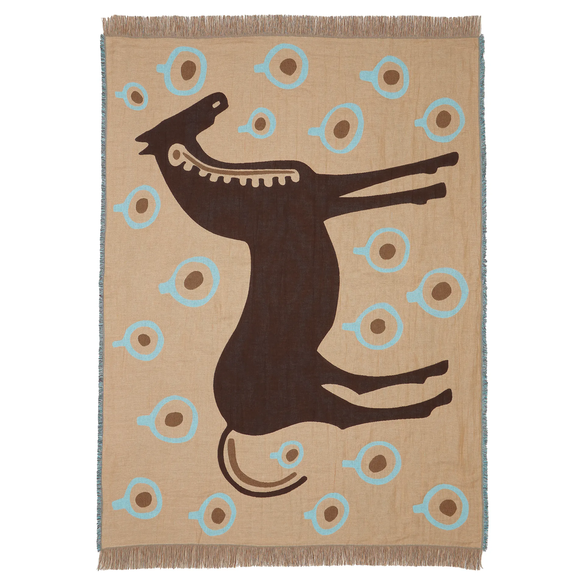 Musta Tamma throw 130x180 cm, Brown-white-blue Marimekko