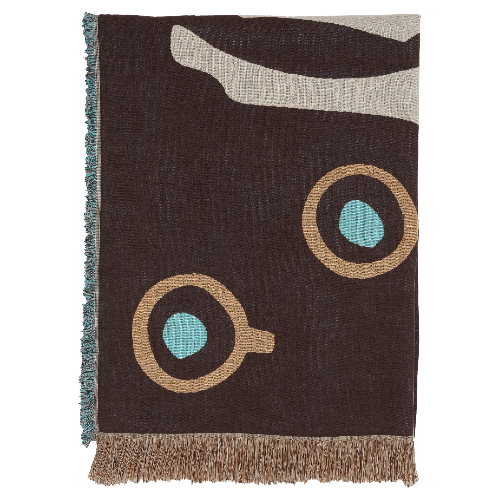 Musta Tamma throw 130x180 cm, Brown-white-blue Marimekko