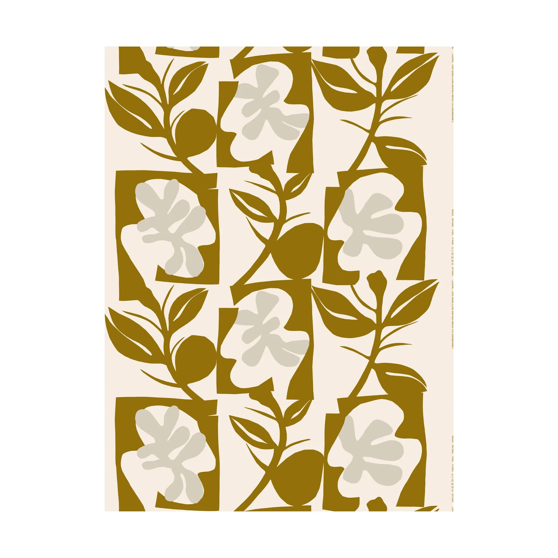 Naatit cotton fabric, cotton-olive-grey Marimekko