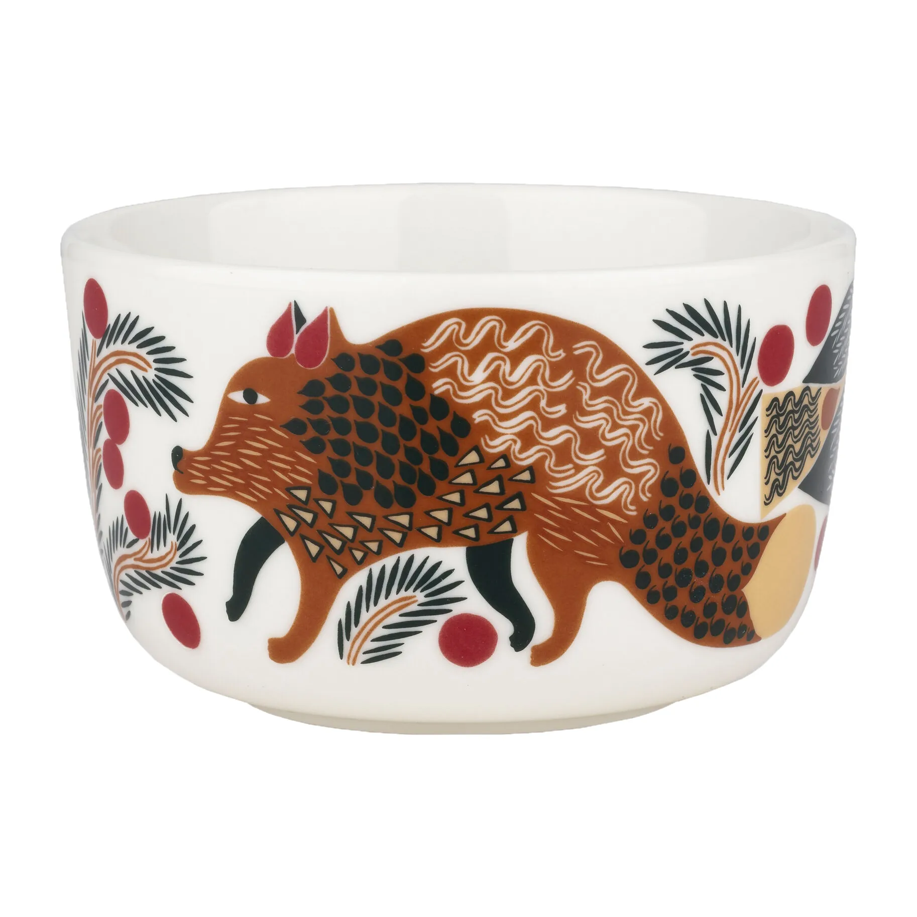 Oiva Ketunmarja bowl 2.5 dl, White-red brown-dark green Marimekko