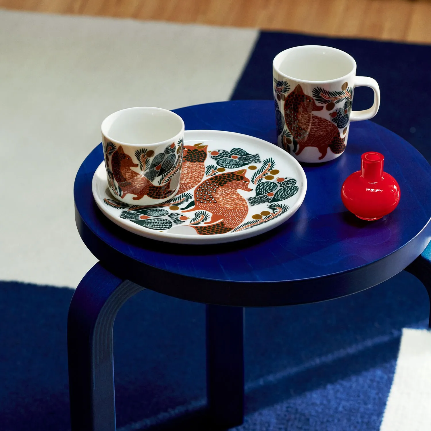 Oiva Ketunmarja plate Ø20 cm, White-brown-dark green Marimekko