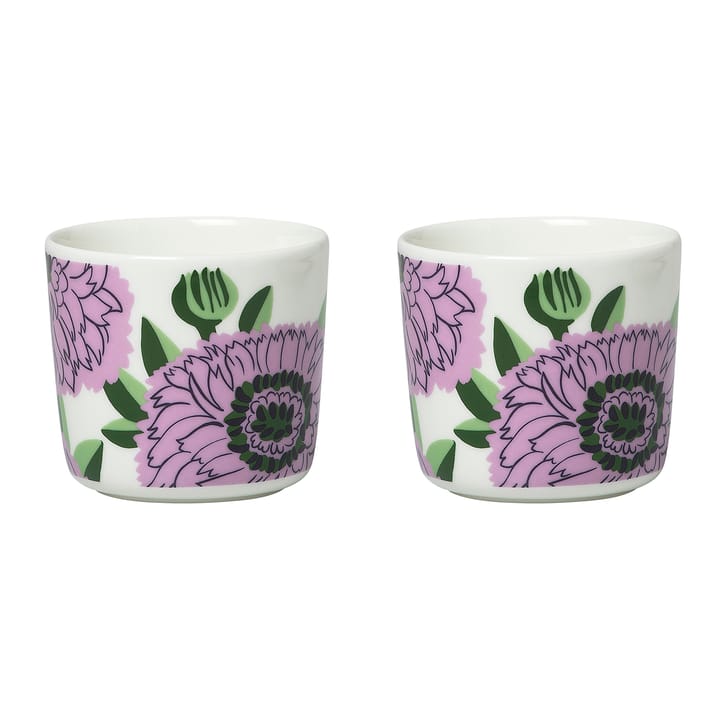 Oiva Primavera kaffecup without handle 20 cl 2-pack - white-purple-green - Marimekko