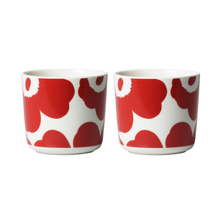 Oiva Unikko coffee cup without handle 20 cl 2-pack - White-red - Marimekko