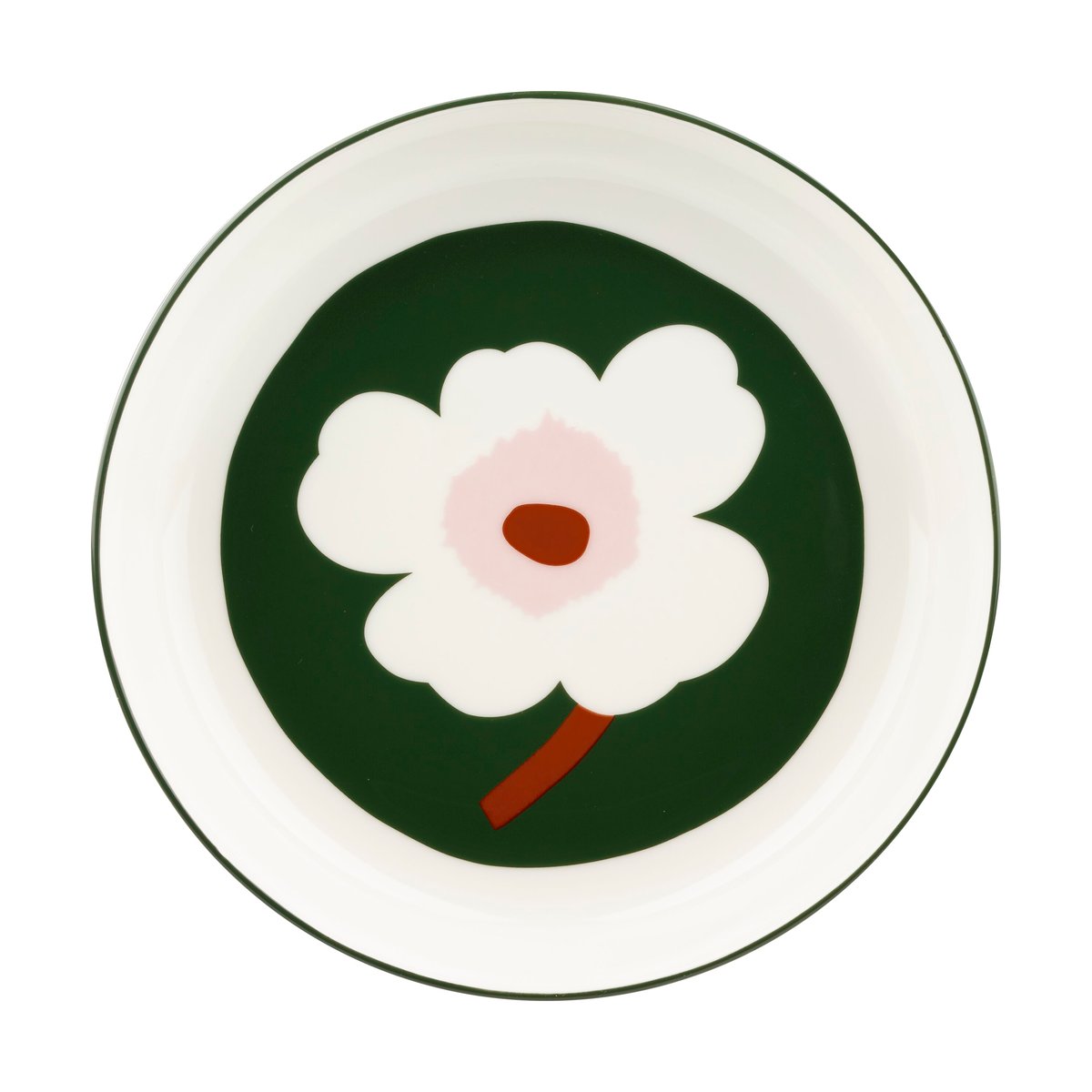 Marimekko Oiva Unikko deep plate o20.5 cm Green | Scandinavian Design | Dinner plates | Green
