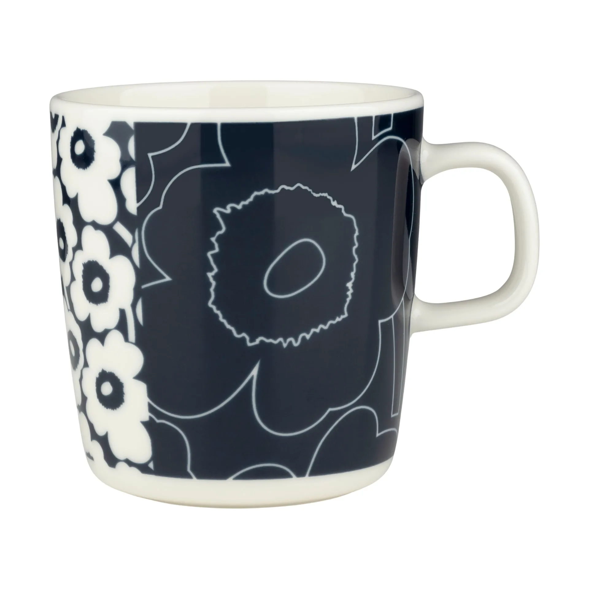 Oiva Unikko kollaasi mug 40 cl, White-dark blue Marimekko