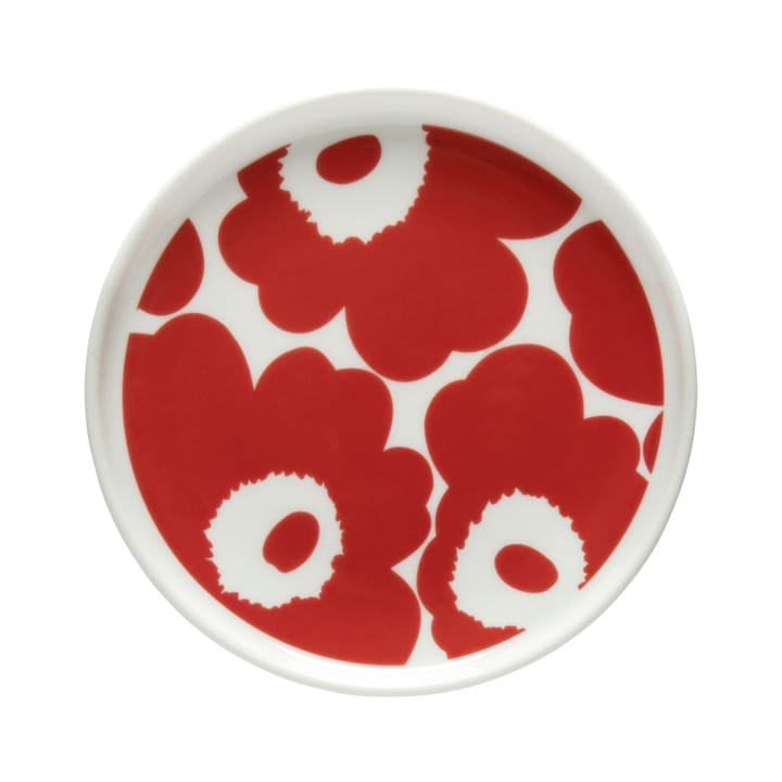 Oiva Unikko plate Ø13.5 cm - White-red - Marimekko
