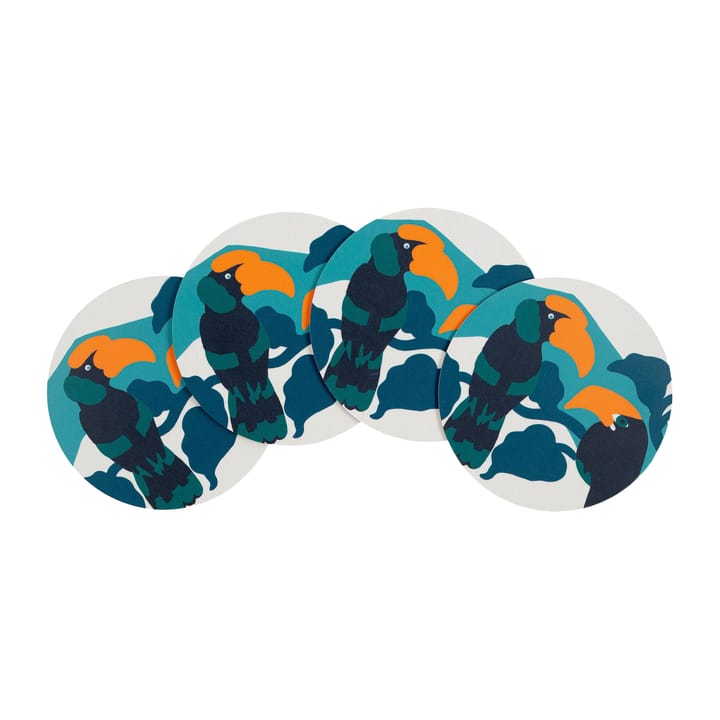 Pepe coaster 4-pack - White-turquoise-orange - Marimekko