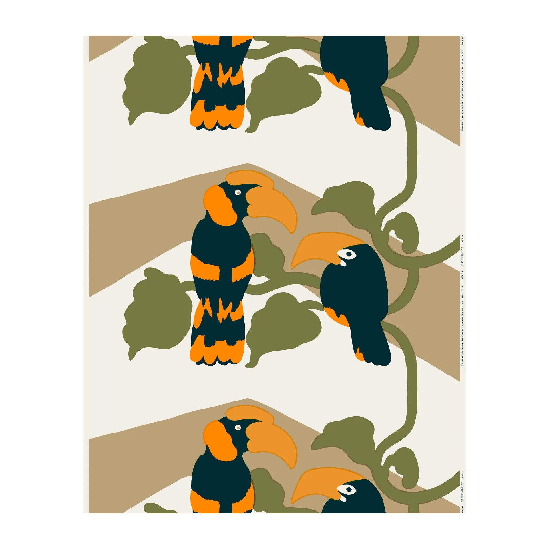 Pepe fabric, Off white-brown-orange Marimekko