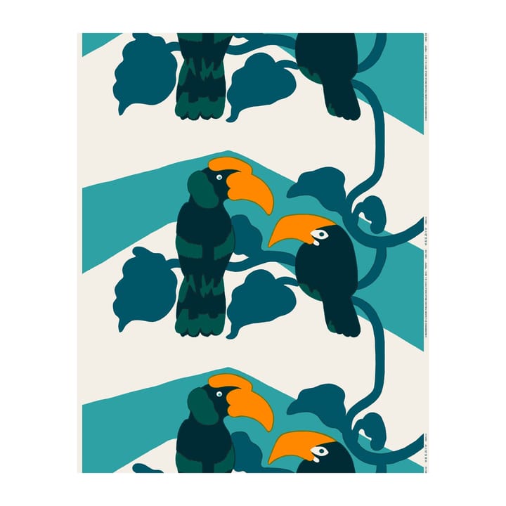 Pepe oilcloth - Off white-turquoise-orange - Marimekko