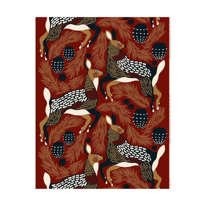 Peura fabric cotton - Red-beige-dark blue - Marimekko