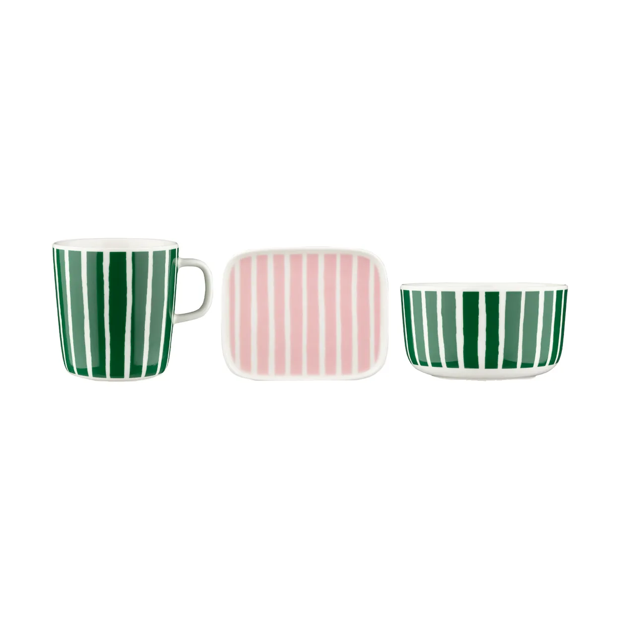 Marimekko Piccolo breakfast set 3 pieces Green-pink