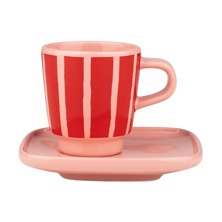 Piccolo espresso cup with saucer - Salmon red-orange red, 5 cl - Marimekko