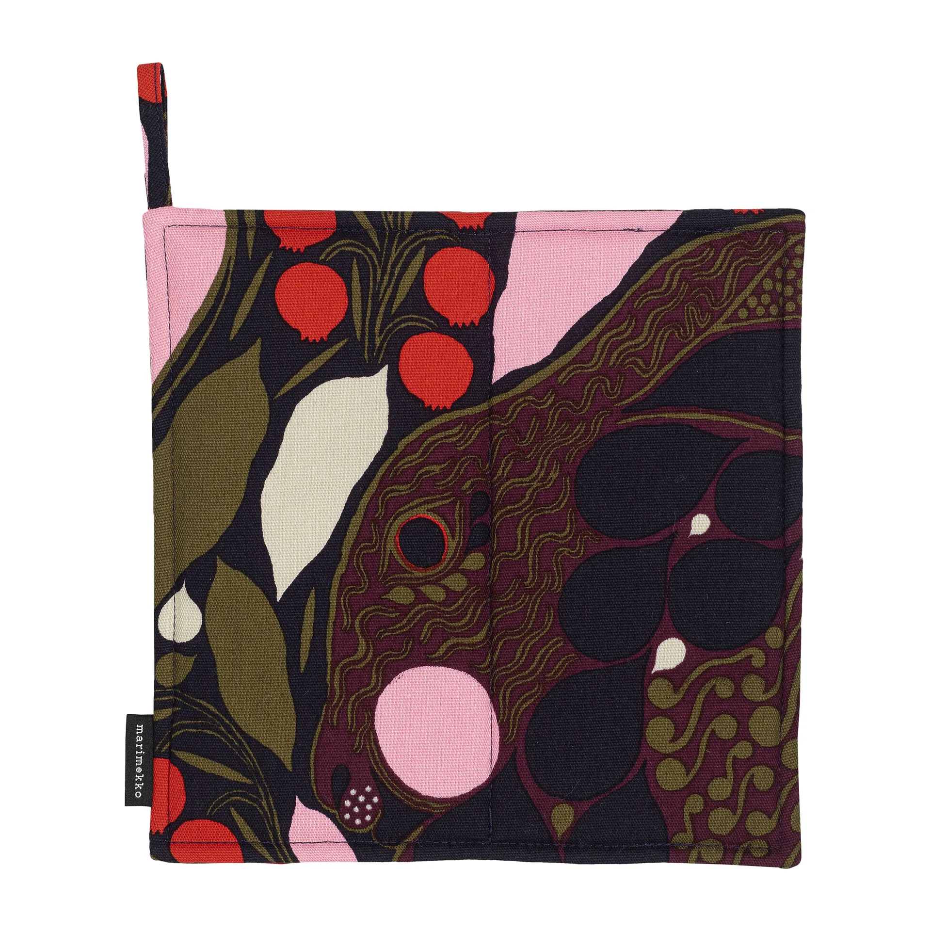 Pieni Rusakko potholder, Pink-brown Marimekko