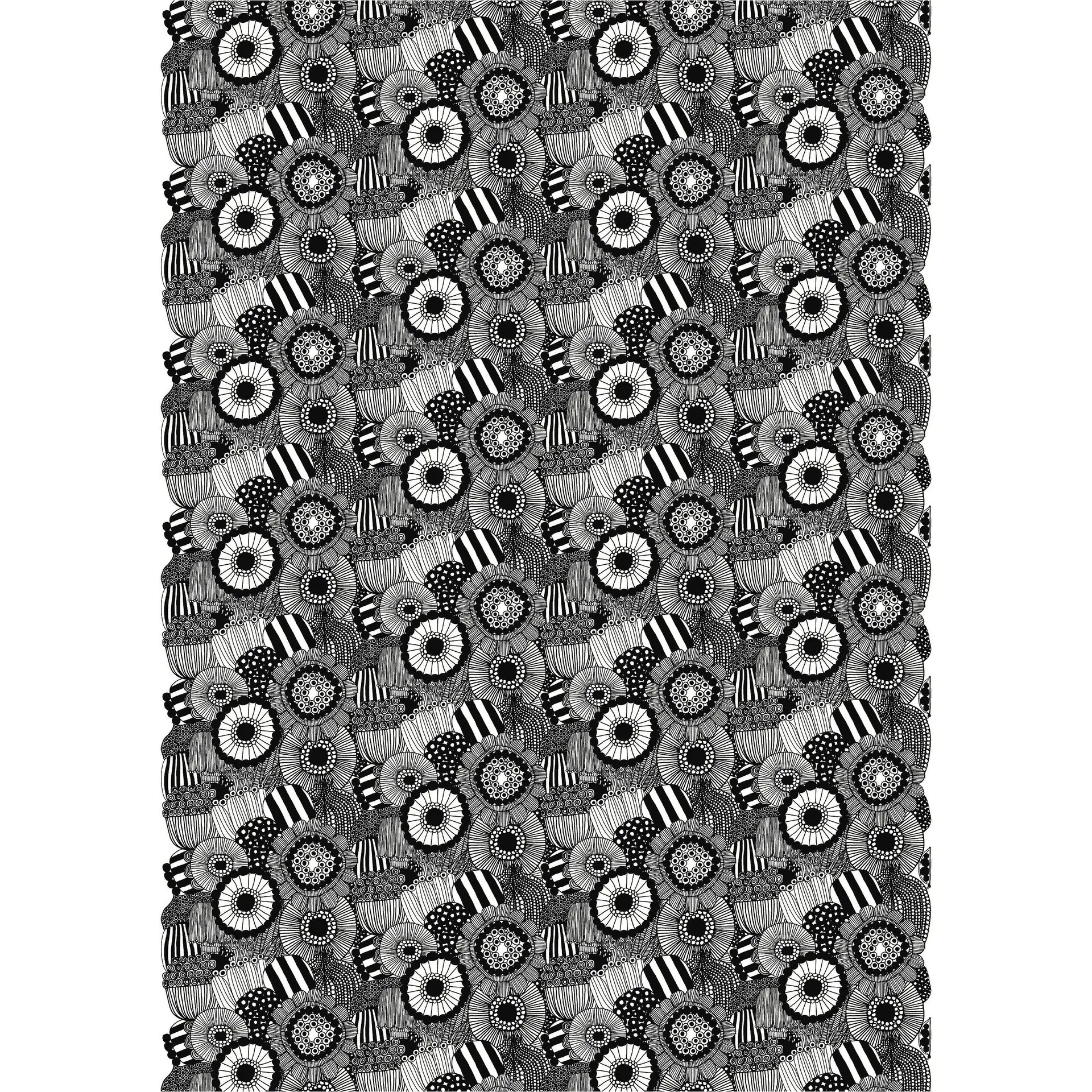 Pieni Siirtolapuutarha fabric, white-black Marimekko