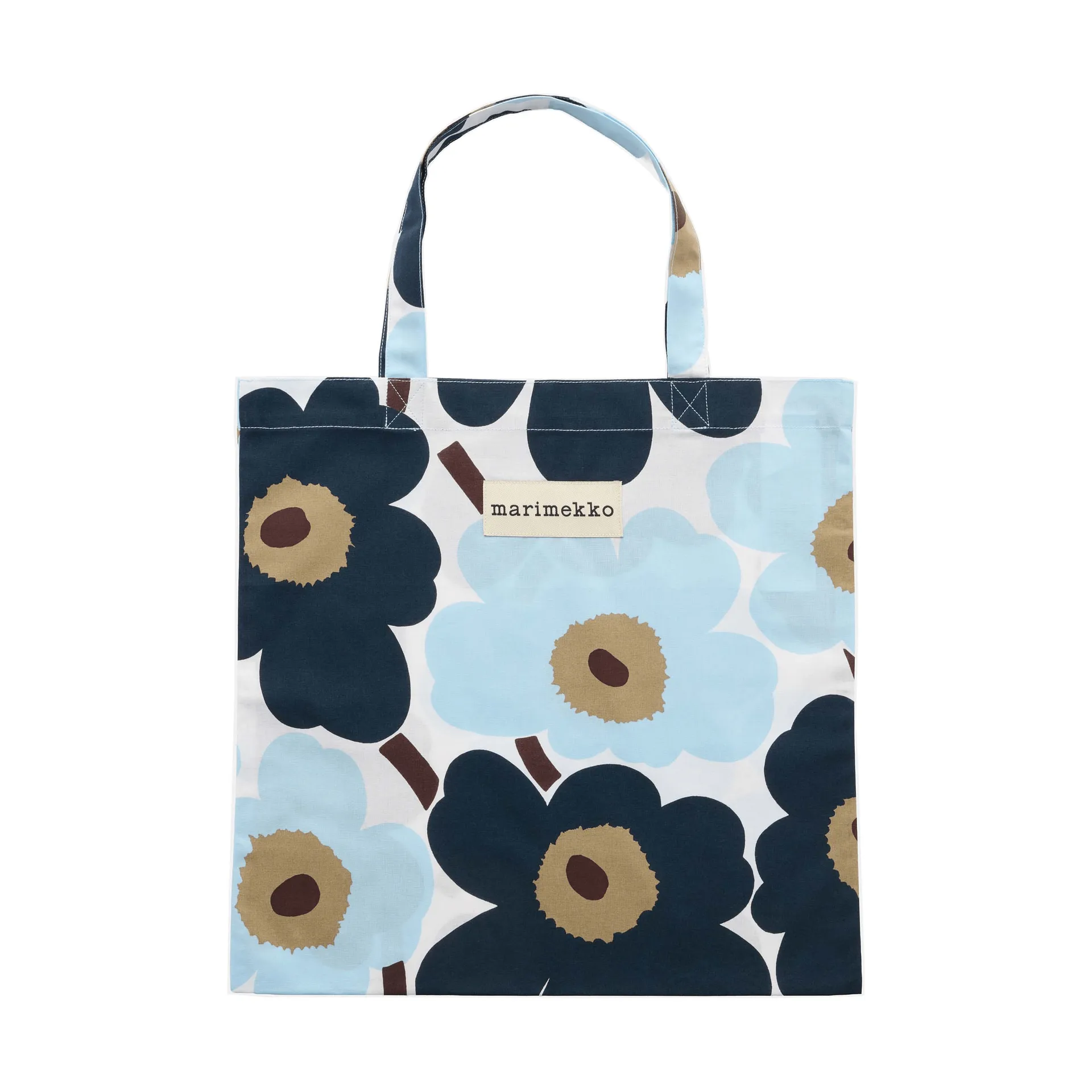 Pieni Unikko bag 44x43 cm, White-blueberry-cold blue-dark brown Marimekko