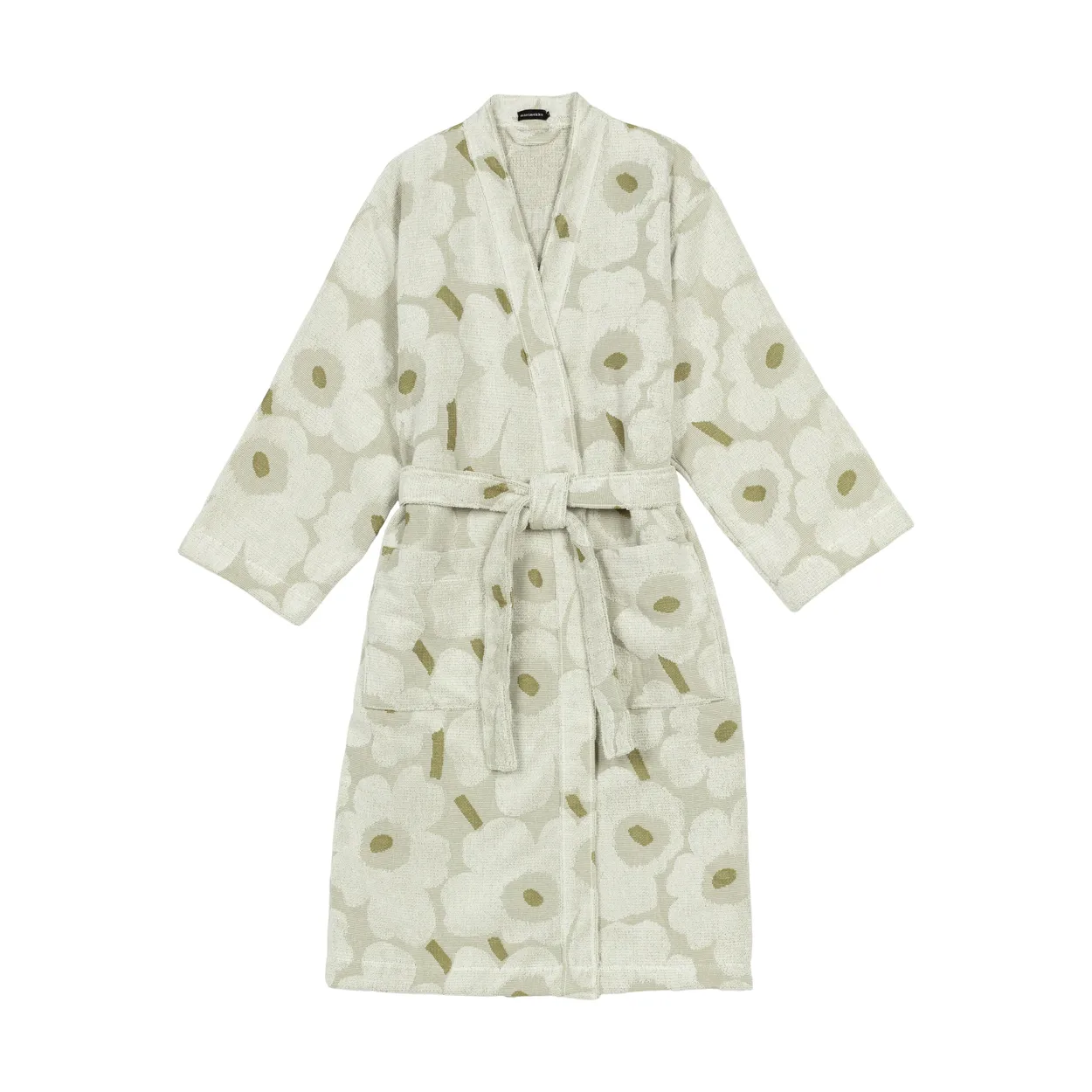 Marimekko Pieni Unikko bathrobe XL Green umber-cream