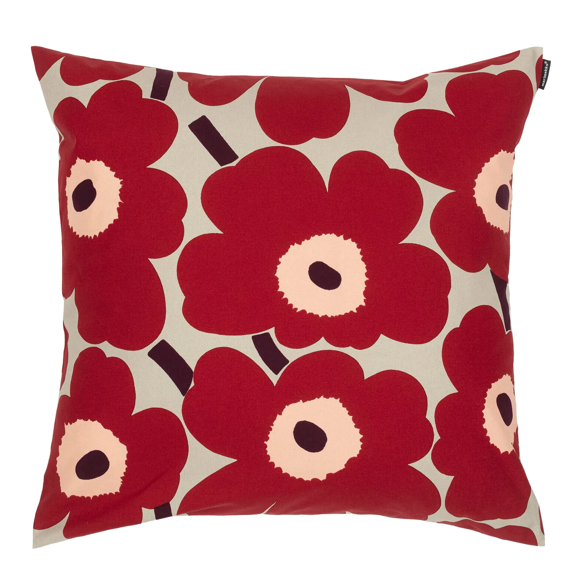 Pieni Unikko cushion cover 50x50 cm, Burgundy-pink-beige Marimekko