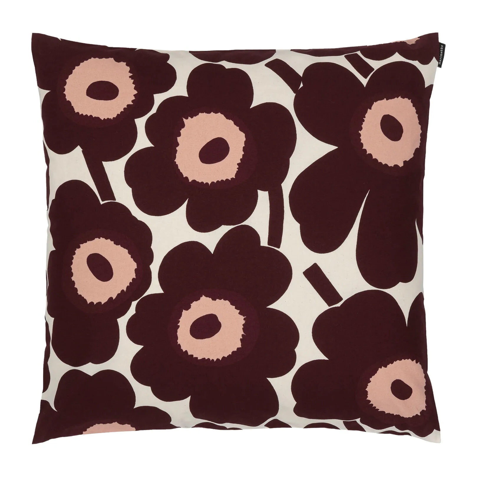 Pieni Unikko cushion cover 50x50 cm, cotton-burgundy-pink Marimekko