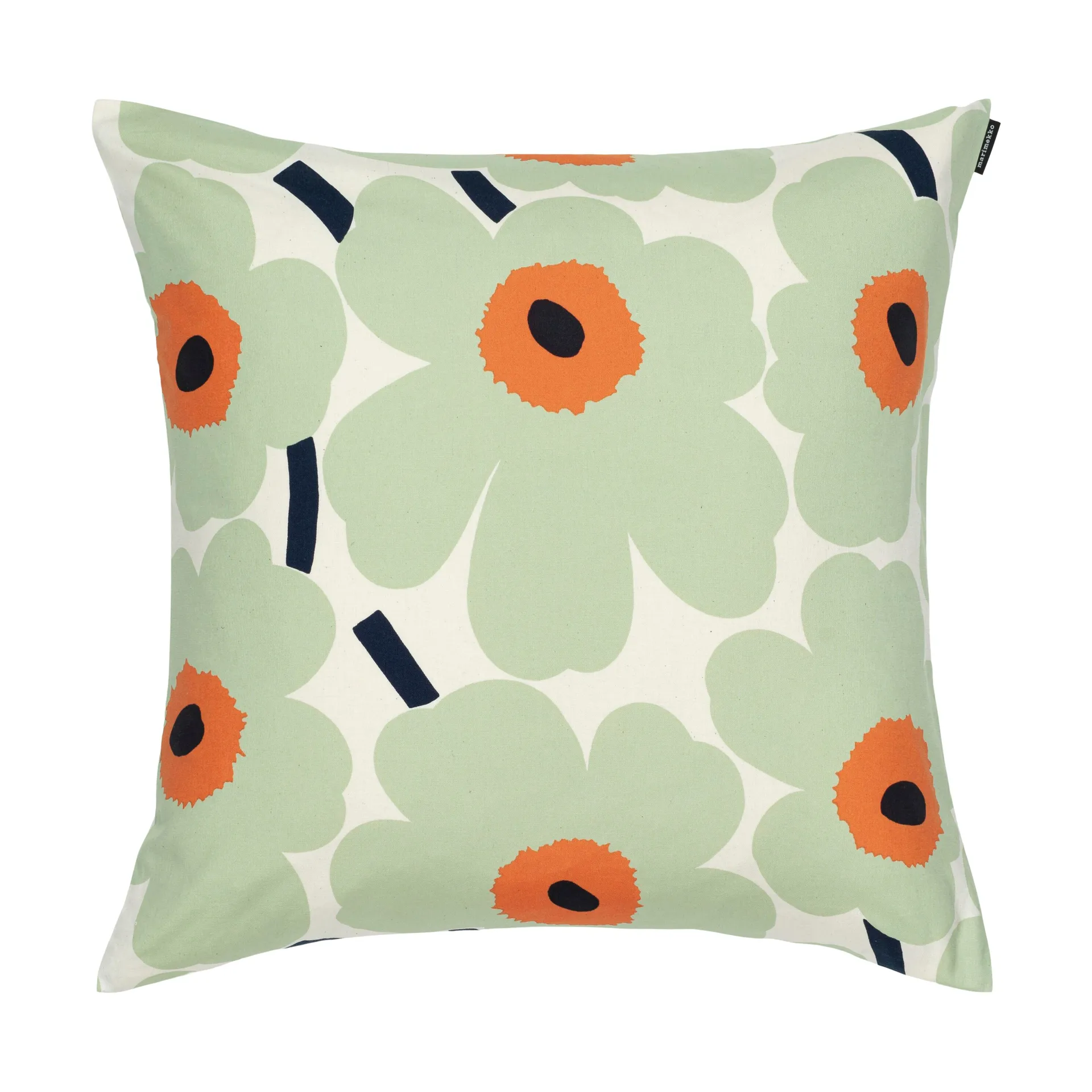 Pieni Unikko cushion cover 50x50 cm, Cotton-sage-warm orange Marimekko